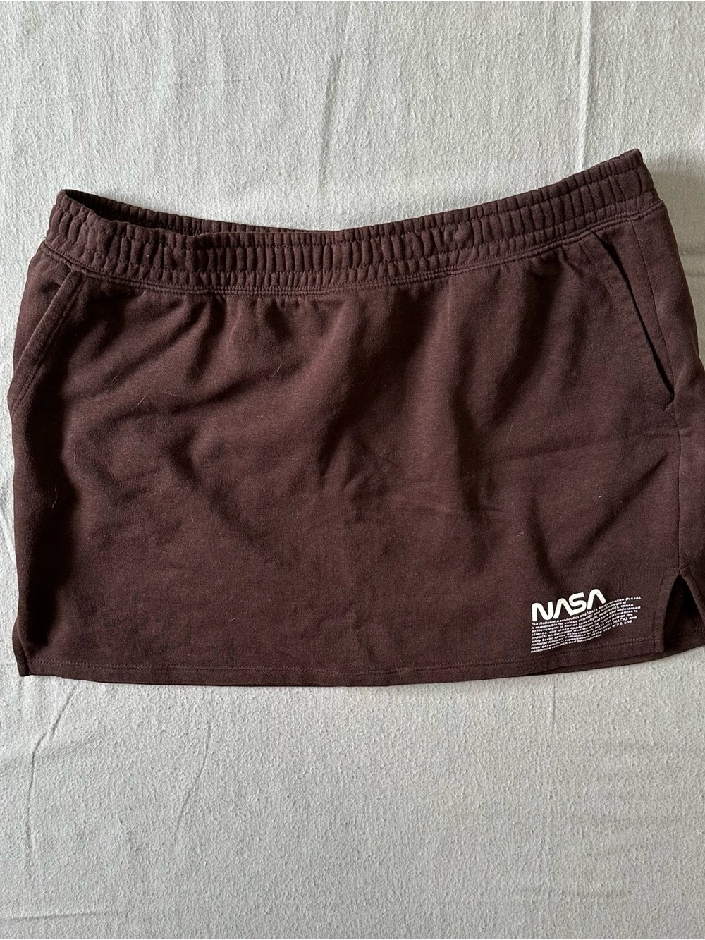 H&M Divided NASA Brown Mini Skirt Y2K Space Graphic Athletic Sweat Skirt L